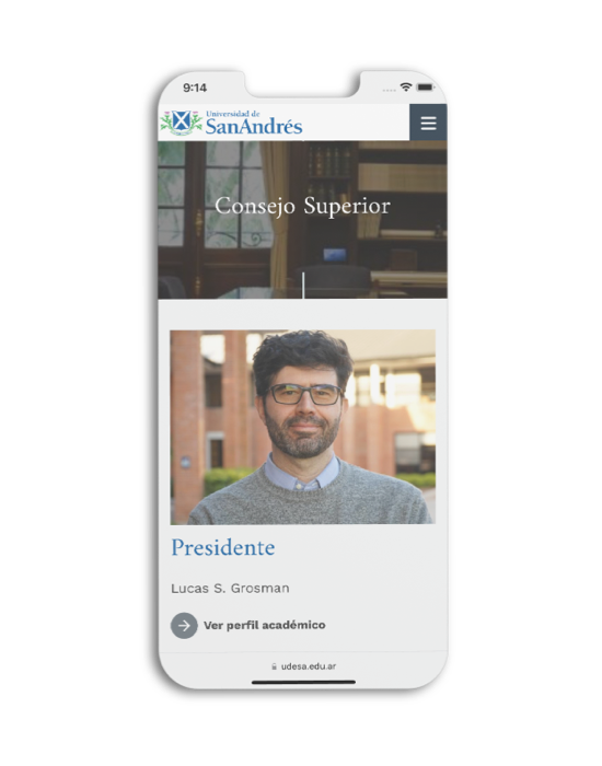 Mobile showing a people profile card